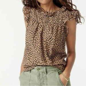 J.Crew Leopard Flutter-Sleeve Sleeveless Dress, Size Small